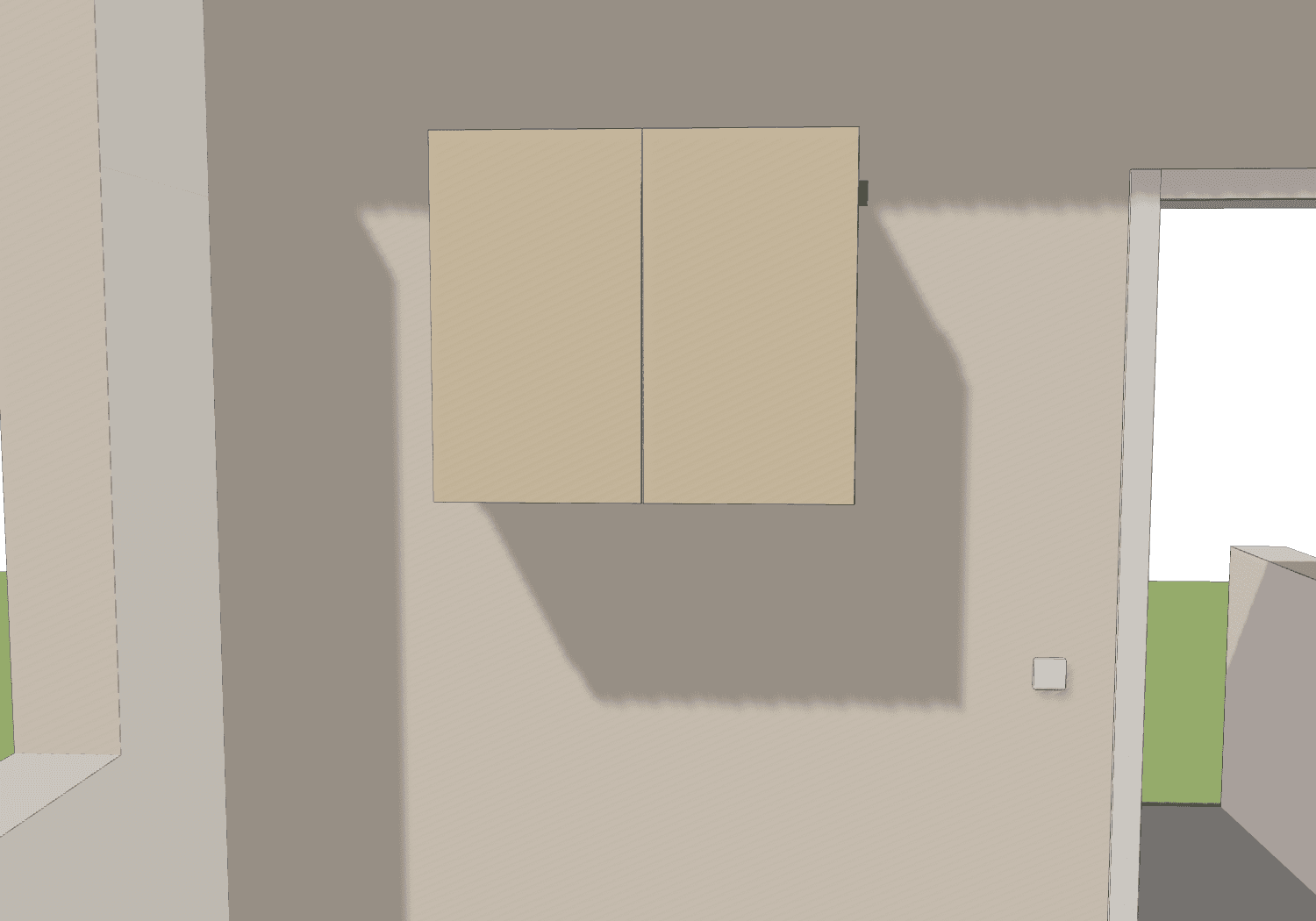 Der fertige Schrank an der Wand